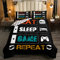 Gamer Tröster Set für Jungen, Gaming-Bettwäsche-Set für Mädchen, Kinder, Videospiel-Controller, Daunendecke, lustig, kreativ, Eat Sleep Spiel, Wiederholung nach unten, Doppelgröße