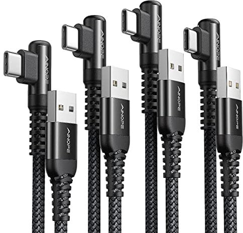 AINOPE 4 Stück USB C Kabel, 3.1A USB C Schnellladekabel [0.5m+1m+2m+3m] USB C Ladekabel Winkel,Nylon Geflochtenes USB A zu USB C Ladekabel für Samsung S20 S10 S9 S8 Plus, Note 10 9 8 LG V30 V20 G6