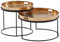Wohnling Couchtisch 2er Set Gold/Schwarz Metall Hammerschlag Satztisch Rund, Sofatisch abnehmbares Tablett, Tabletttisch Sofa 2 teilig Modern, Runder Beistelltisch