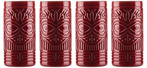 Topkapi Tiki Bora – Juego de vasos de cóctel Tiki Bar Serie, 490 ml, XL (rojo)