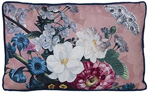 DRW Cuscino rettangolare con stampa digitale floreale con cerniera 50 x 30 cm