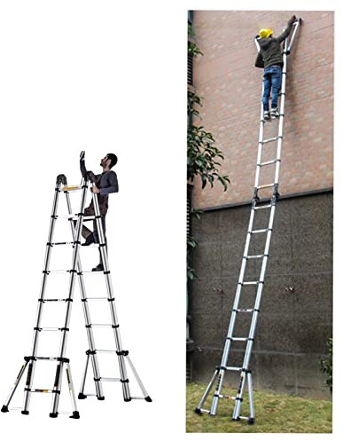 YANYUESHOP Extra Tall A Shaped Telescoping Ladder 11ft + 11ft, Aluminum Portable Heavy Duty 22ft Straight Extension Ladder, for Dock/Boats/Roof Top Tent