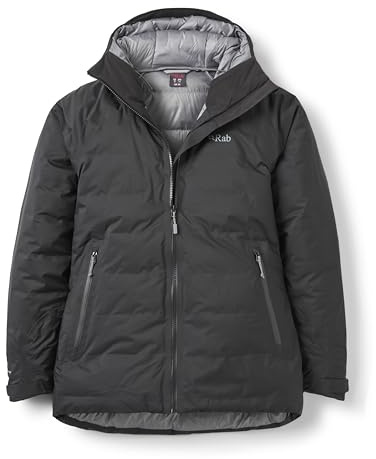Rab Women's Valiance Jacket - Waterproof Windproof Down Coat for Climbing, Mountaineering, & Casual - Black - X-Small