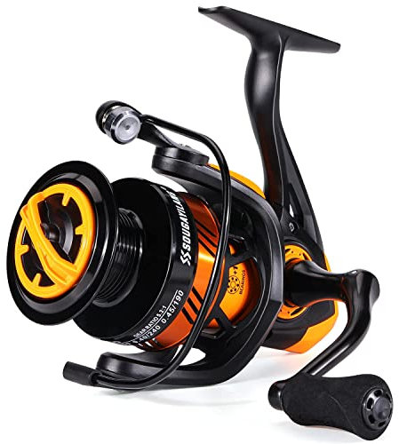 Sougayilang Angelrolle, ultraleichte Spinnrolle mit Aluminiumspule, 5.2:1 Hochgeschwindigkeits-Spinnangelrolle, 1000–6000 Serie für Süßwasser-Orange 2000