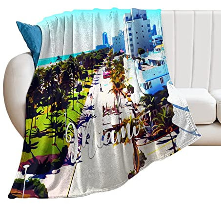 Higoss Miami-Decke, Heimdekoration, Überwurf, Plüsch, weich, warm, Flanell, für Couch, Bett, Sofa, Stuhl, Geschenke für Sie, 101,6 x 127 cm, natürliche Stadtlandschaft