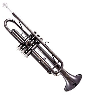 Musikinstrument B-Trompete Schwarz Vernickelt Trompete Schwarz Nickel Exquisit Geschnitztes Design Messinginstrument Student Trompete