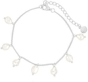 Brandlinger ® Armband Damen Silber 925. Perlenarmband vergoldet mit 18 Karat (Gold und Silber), Schmuck für Frauen und Mädchen. Länge verstellbar 16-20cm.