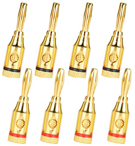 iJiGui 8 Pz Spine a Banana per Altoparlanti, Connettori a Banana Placcato Oro 4 mm, 12 AWG - 18 AWG, per Altoparlanti Cablati, Piastra a Parete e Amplificatore per Altoparlanti HiFi