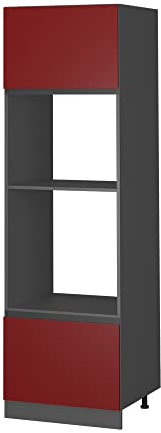 Vicco Armoire Micro-Ondes R-Line, Rouge/Anthracite, 60 cm J-Shape