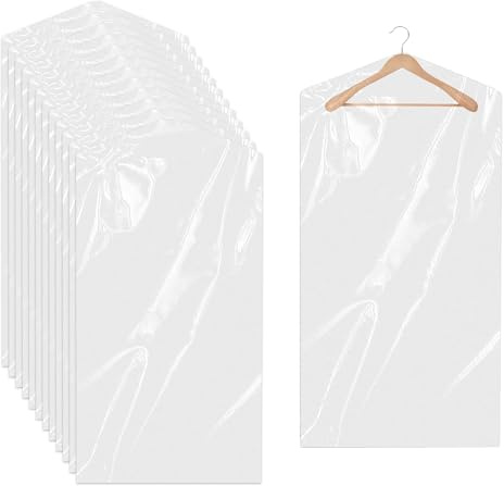 DOJA Barcelona | Buste Trasparenti Per Indumenti | 50 Unità | Copriabiti Antipolvere In Plastica Con Cerniera | Custodia Trasparente Per Abiti, Viaggio E Trasloco