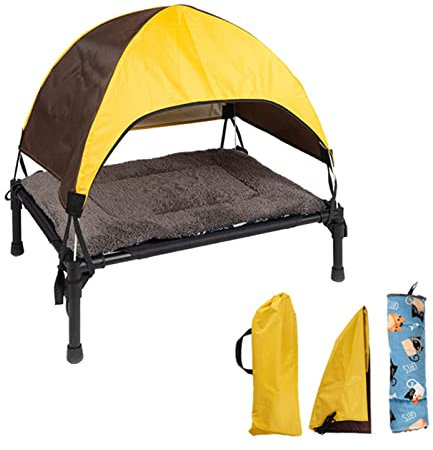 Erhöhtes Hundebett, Faltbares Hundebett, Hundeliege Outdoor Mit Dach, Erhöhtes Haustierbett Mit Abnehmbarem Baldachin, Bis 20kg Relaxliege Hundebett Katzenliege Haustier Schlafplatz