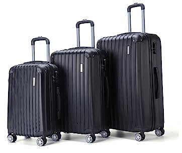 VERTICAL STUDIO 20 24 28 Koffer Reisekoffer 3er-Set Trolley Mehrteilig mit Ziffern Kofferschloss aus Kunststoff (ABS) Vier Rollen (Schwarz Göteborg)