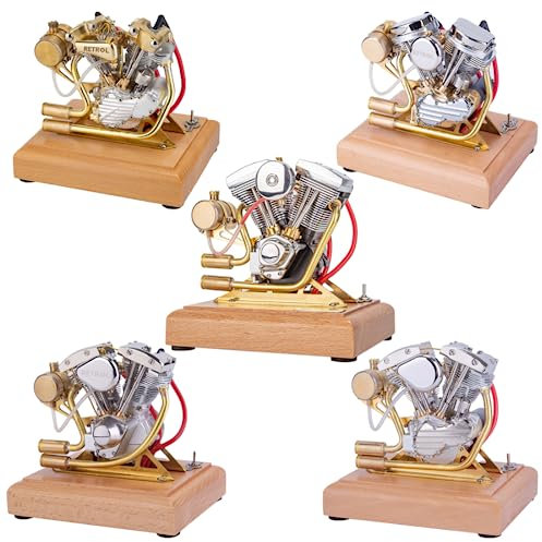 4,2-cm³-Verbrennungsmotor-Modellbau, Retrol OHV V-Twin Zweizylinder-Quadrat-Mini-V2-Motormodell, Motorradmotor-Bausatz, physikalisches Experimentierspielzeug für Erwachsene