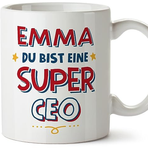 Mugffins Tassen Personalisierten für CEO Frau - Auf Deutsch - Du Bist Super - 11 oz / 330 ml - Individuell Anpassbar Geschenk Mitarbeiter