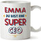 Mugffins Tassen Personalisierten für CEO Frau - Auf Deutsch - Du Bist Super - 11 oz / 330 ml - Individuell Anpassbar Geschenk Mitarbeiter