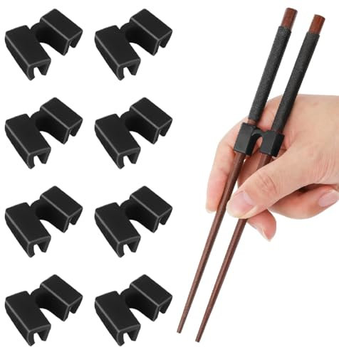 FKWKUW 8Pcs Palillos Reutilizables Ayudante, Palillos De Entrenamiento Bisagras Conector Palillos De Práctica para Adultos, Niños, Principiantes, Entrenadores O Aprendices (8 Piezas Negro)