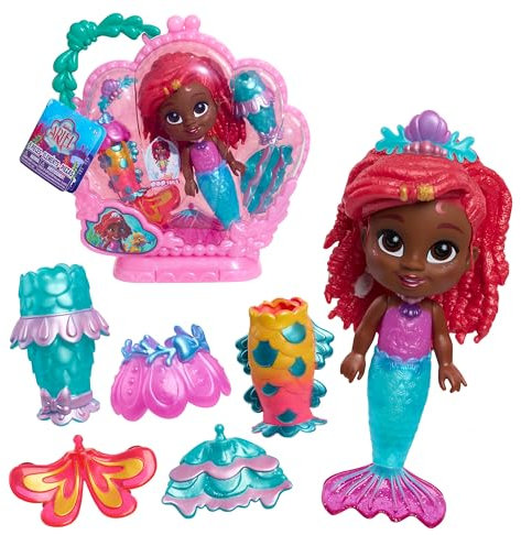 Just Play Disney Junior Arielle Meerjungfrau Spielfigur mit Wechseloutfits, 19 cm groß, mit Zubehör, 9-teilig, Kinderspielzeug ab 3 Jahren