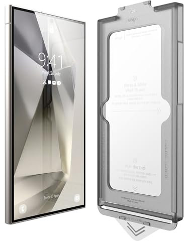 elago Verre Trempé+Protecteur d'écran Compatible avec Samsung Galaxy S24 Ultra, Dureté Surface 9H, Anti-Traces Doigts, Couverture Complète Incurvée, Protection contre les Rayures, Clarté Rrystalline