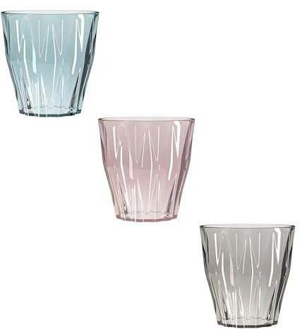 RabyLeo Mundspülbecher, Zahnputzbecher aus Kunststoff, Haushaltsbecher für dreiköpfige Familie (Blau & Rosa & Grau)