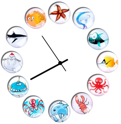 Wukong 12 Stück Set Kühlschrankmagnete, Dekorative 3D Glasmagnet, 30mm Rund Magnet für Küche, Magnettafel, Kühlschrank, Whiteboard, Tafeln, Pinnwand