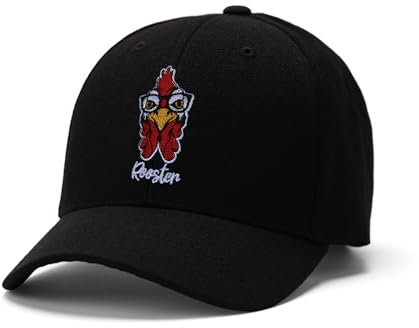 Bestickte Baseballkappe für Herren und Damen, Sport-Baseballmütze, klassisch, verstellbar, Trucker-Mütze, Unisex, Hahn, Einheitsgr��e