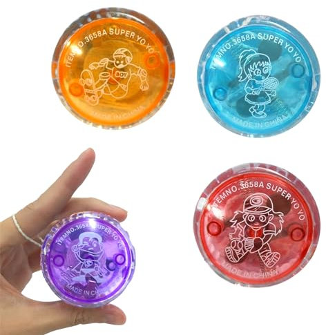 Yo-Yo Lumière LED,Jouets Yoyo LED,Yoyo à Roulement à Billes Réactif,Yoyo Réactif en Plastique,Yoyo Divertissant pour Débutant,Fête D'anniversaire,Yoyo Jouet,Yoyo Professionnel,Cadeau pour Enfants,3PCS