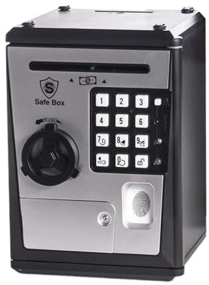 Folpus Tirelire électronique, avec mot de passe et empreintes digitales, boîte d'économie d'argent, petite Machine ATM pour enfants, noir