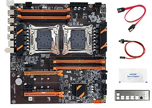AMIUHOUN X99 Dual CPU Motherboard + Kabel + Switch Kabel + Schallwand + Wärmeleitpaste LGA 2011 DDR4 Unterstützung 2011-V3 CPU Motherboard