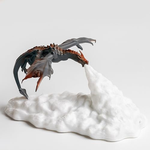 FIYSON Dinosaurier Nachtlicht, 3D Dinosaurier Lampe LED Tischlampe, USB wiederaufladbar Switch-Steuerung, 3D Feuer Speiende Dinosaurier Nachttischlampe für Schlafzimmer Bar Esszimmer Party (Stil 2)