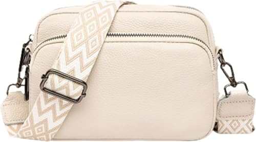 Swygoo Umhängetasche für Damen, Klein Handytasche aus Leder mit Schultergurt, Stilvolle Einfachheit Handy Umhängetasche, Mini-Umhängetasche für Unterwegs (Beige)