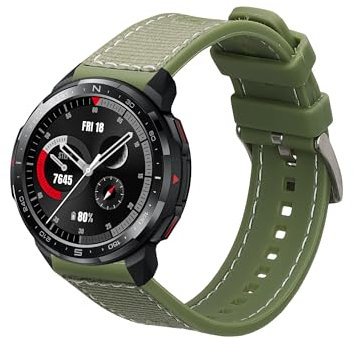 kwmobile Cinturino Ricambio Orologio Smartwatch Compatibile con HONOR Watch GS Pro Wristband - Cinturini Orologi Silicone e Nylon - verde scuro