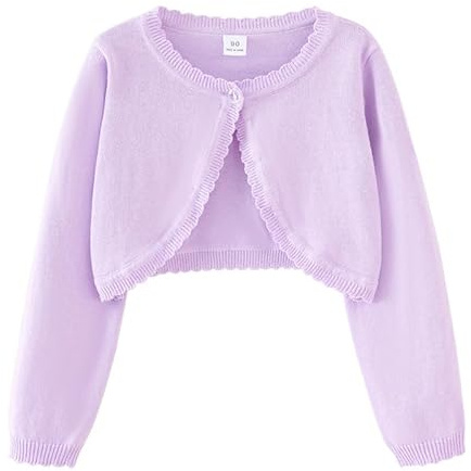 Cardigan da ragazza Basic Bolero per bambini, a maniche lunghe, per matrimonio, comunione, cardigan