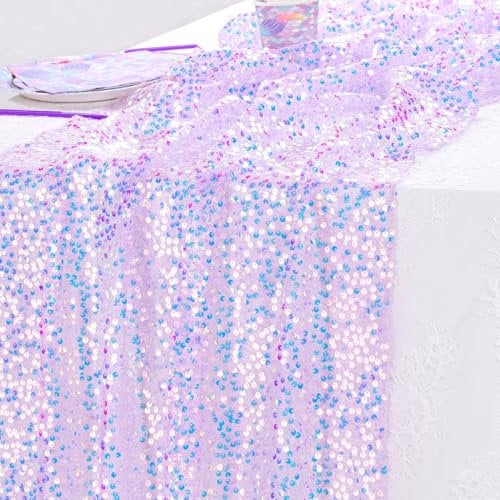 BrillShine Tischläufer Papier 63 x 300 cm Tischläufer Tischband für Meerjungfrau Pailletten Geeignet für Party deko Geburtstag Hochzeiten, Weihnachten Einschulung Deko