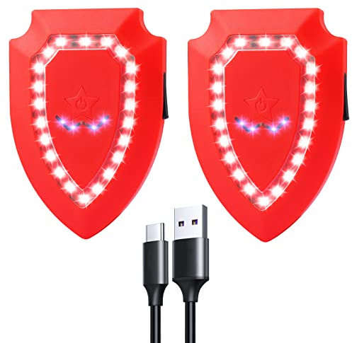 ZLCBBD Blinklicht Schulranzen USB Aufladbar Kinder LED Sicherheitslicht Anhänger für Wandern Laufen Joggen Haustier Rucksack leuchtanhänger Hund Rot