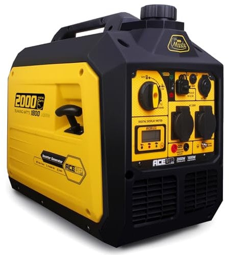 Aceup Energy 2000 Watt Portable Inverter Generator, Petrol Powered Generator Pure Sine Wave Silent Lightweight for Home, Camping, EURO-V, CE