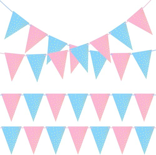 ASTARON Wimpelkette zum Enthüllen, Blau und Rosa, 4 Stück