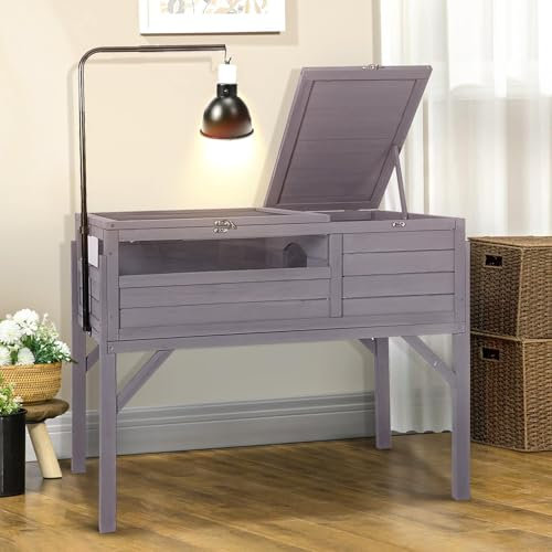 Seiyierr Schildkröte Habitat hölzerne Schildkröte Haus mit Lampenhalter Indoor/Outdoor Reptiliengehege Kleintierkäfig Käfig für Schildkröte Eidechse Schlange, bewegliche Beine