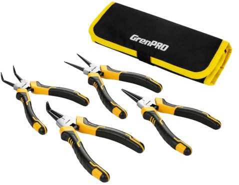 GRENPRO Snap Ring Pliers Set, 4-Piece 7-Inch Internal/External Circlip
