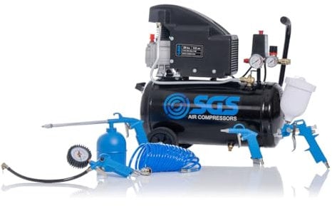 SGS 24 Litre Direct Drive Air Compressor & 5 Piece Tool Kit - 5.5 CFM 1.5 HP