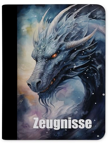 CreaDesign, Kinder Zeugnismappe Mädchen Drache mit 10 Klarsichthüllen, A4, 26.7 x 32.7 x 1 cm, Rücken schwarz