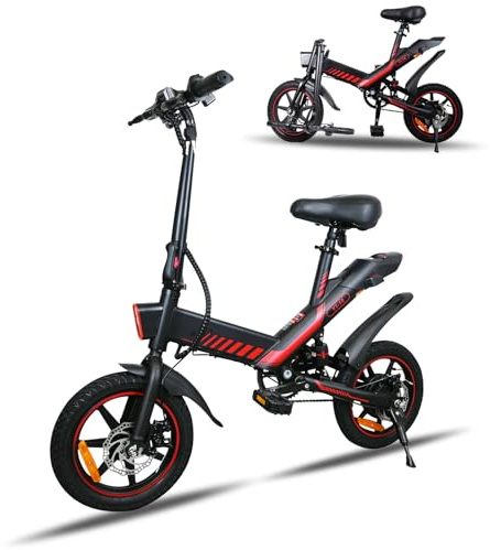 YOBACARID Elektrofahrräder Klappbar, 14 Zoll (35,6 cm), 250 W, Motor 36 V, 10,4 Ah, Akku, Autonomie von 35 – 40 km, Klapprad, Stadtfahrrad, E-Bike für Erwachsene und Jugendliche