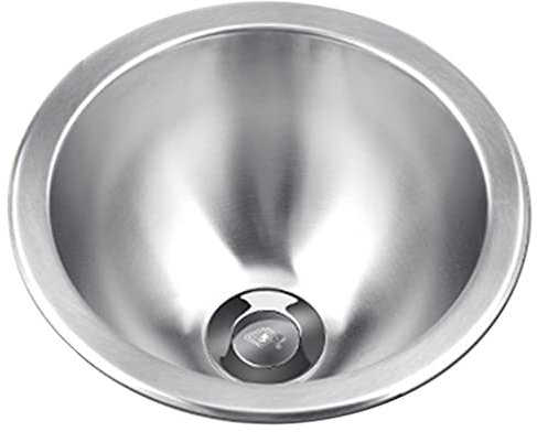 GLJTUO Runde Küchenspüle, Bar, Silber, Einzelbecken, Edelstahlspüle Für Wohnmobile, Mit Abflussgarnitur Und Abflussrohr, Ober- Oder Unterbaumontage,
