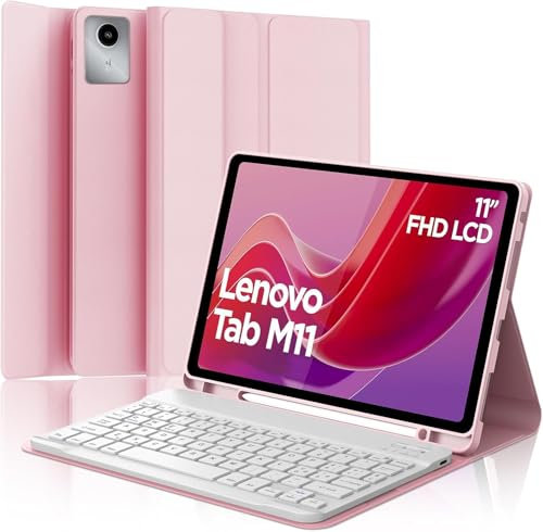 FOGARI Tastiera Magnetica per Lenovo Tab M11 2024 11 Pollici, Keyboard Italiano, Bluetooth Rimovibile Custodia con Tastiera per Lenovo Tab M11 2024 11, Rosa Chiaro