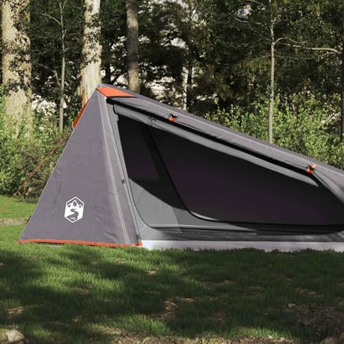 Fasba Tunnelzelt Campingzelt Trekkingzelt Wanderzelt Zelt Wasserdicht 1 Person Grau und Orange Wasserdicht 210 x 100 x 94 cm