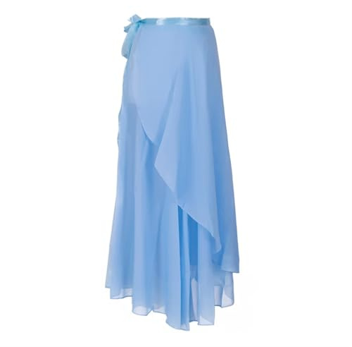 QuxetlRyz Balette Kleidung Mädchen Ballettkleid for Damen, lang, Chiffon, einfarbig, Ballettröcke, gebunden, weiches Ballettkleid, Tanzkostüme(T-blue-82cm)