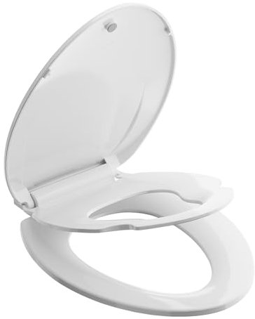 PUKANIUM Toilet Seat Soft Close, Toilet Seat with Removable Child Seat, Heavy Duty Environmentally Friendly Urea-Formaldehyde Resin, All-in-One Family Toilet Seats with Quick Release