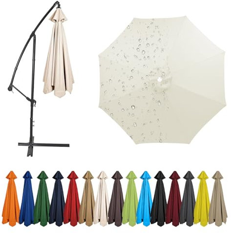 UemumPem Toldo De Recambio De Sombrilla 4.0/3.5/3.0/2.8/2.7/2.5/2.3/2.0 Metros para 6/8 Brazos, Cubierta De Sombrilla De Tela De Repuesto, para Jardín, Piscina y Playa (Beige,4.0m / 8 Ribs)