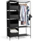 Alightup Armoire de Rangement, Penderie, Dressing, Armoire Métallique, avec Barres de Suspension, Porte-vêtements, pour Vestiaire, Chambre, 105 x 45 x 170 cm (Noir, 105 x 45 x 170cm)