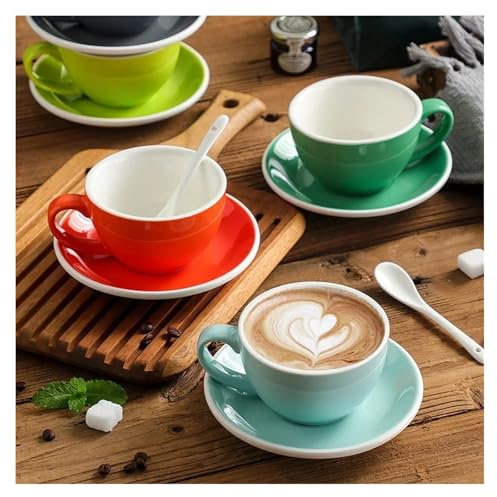 TroHollis Tea Cup,Cups and Saucers Set 300ml Ceramic Coffee Cup Set Afternoon Tea Cups Ceramic Cups Coffee Utensils Ceramic Mugs Breakfast Milk Mug(F)