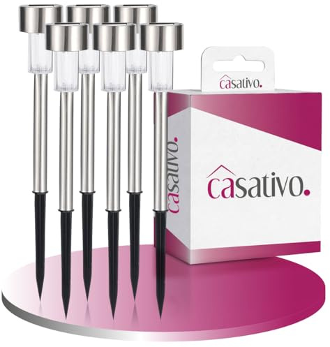Casativo-Lighting Edles 6er-Set Solar-Wegeleuchten mit Erdspiess & Dämmerungssensor - Wetterfest & vollautomatisch - sichere Wege & stilvolle Akzente